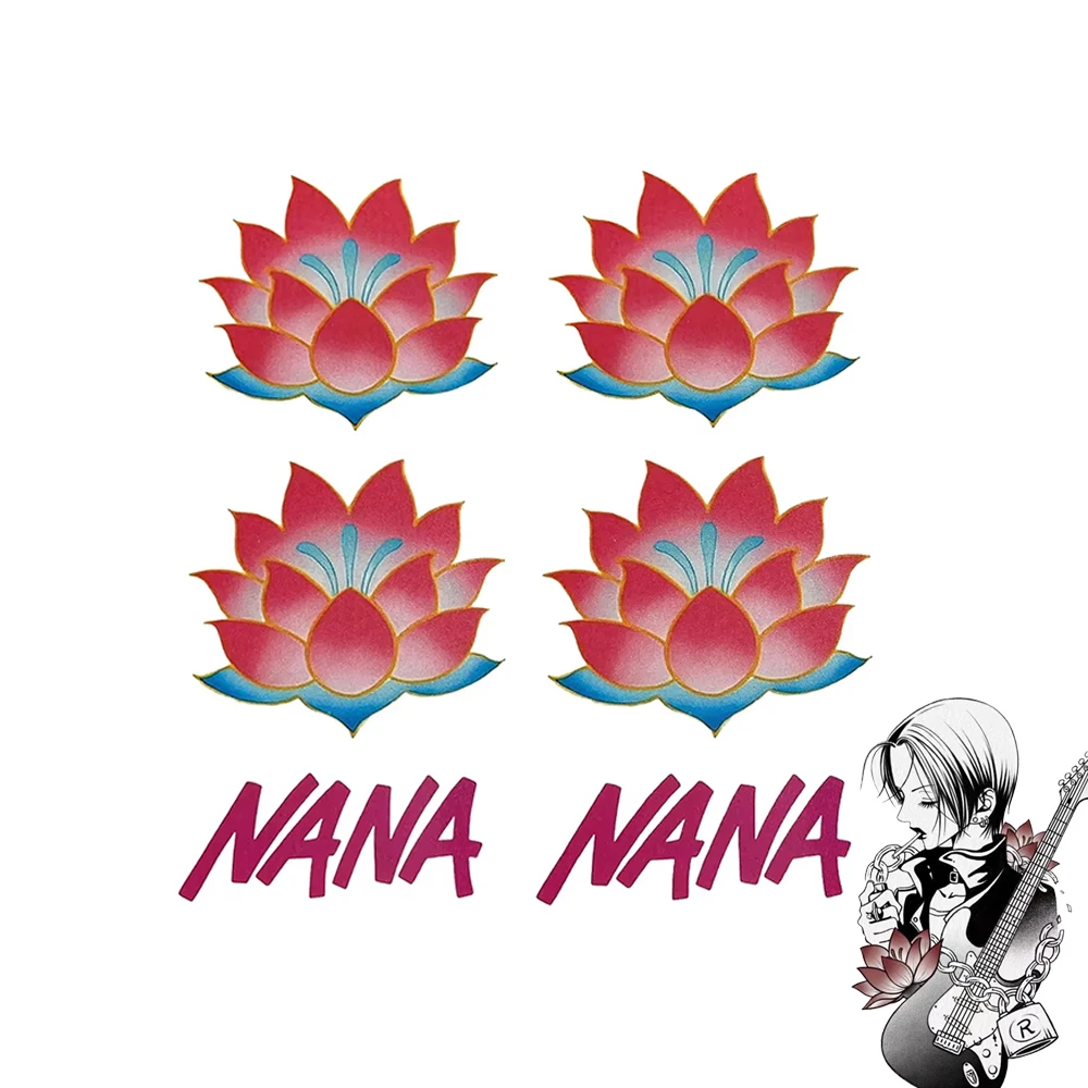 Anime NANA Oosaki Nana Cosplay Tattoo Lotus Blume Wasserdicht Roten Buchstaben Gefälschte Tattoos Aufkleber Erwachsene Karneval Zubehör Prop