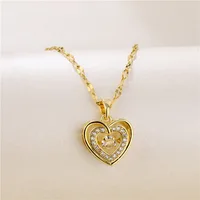 Collier avec pendentif en forme de cœur battant en cristal pour femmes, mode coréenne, chaîne de clavicule en acier inoxydable, bijoux de mariage Sexy 4