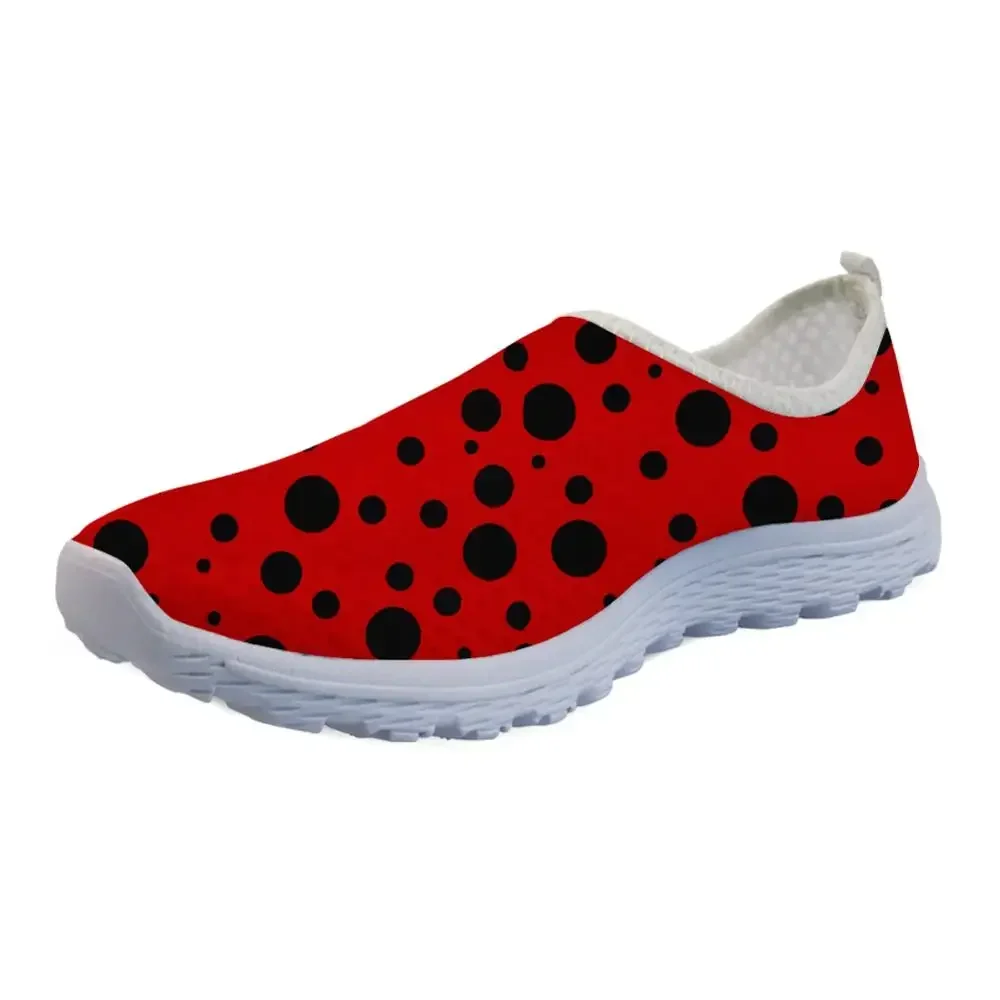 Cute Animal Print Flats Women's Shoes Ladybug Pattern Light Mesh Sneakers Woman Breathable Loafers For Teen Girls