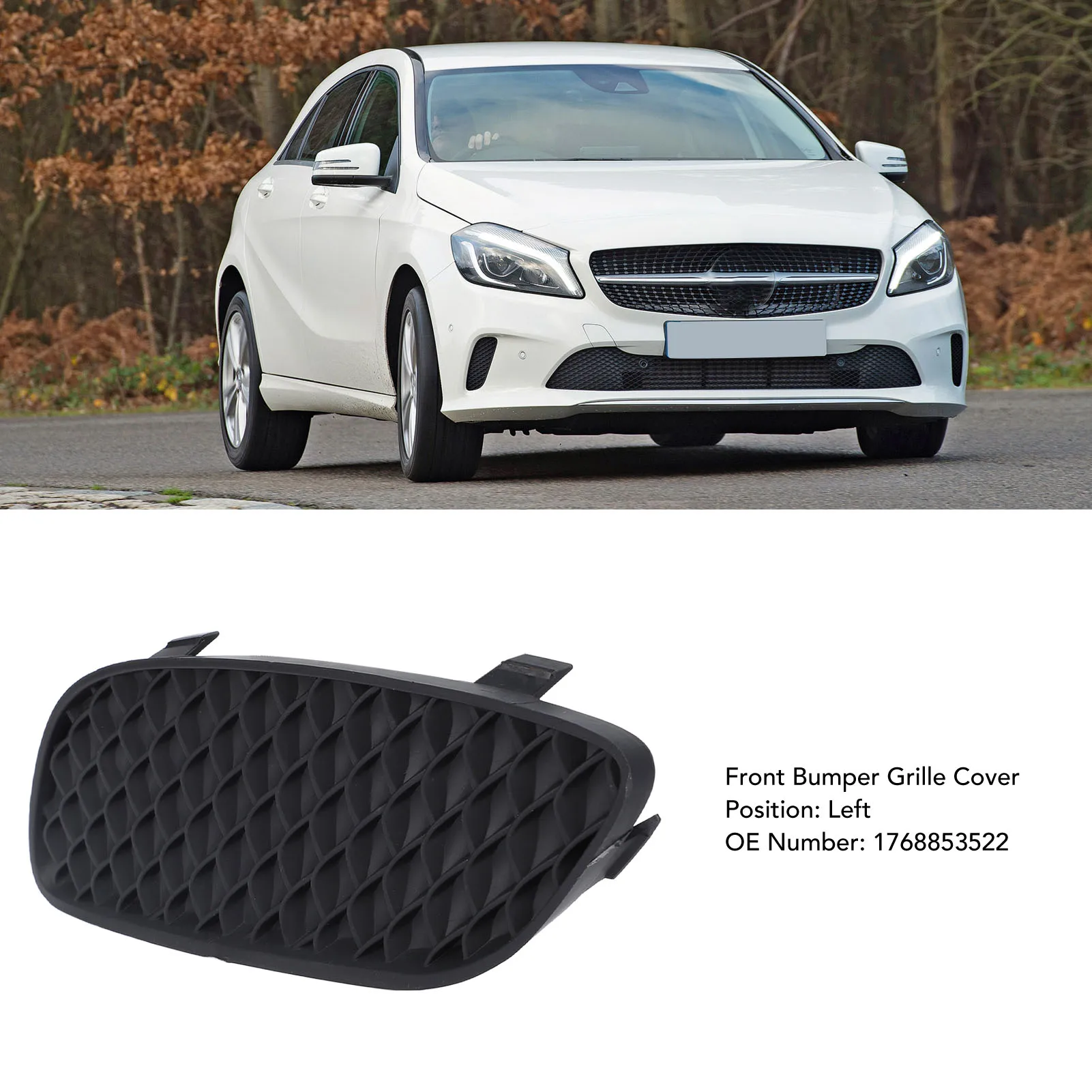 Front Bumper Grille Cover Insert Grille Bezel Cover Replacement for Mercedes-Benz A‑Class W176 Enhanced Performance Stylish Look