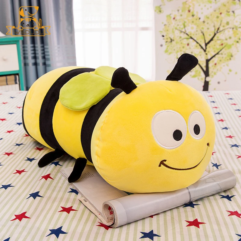 Big Bee Pillow Cute Soft Peluche Peluche Animal Baby Dolls Hug Sleep Cuddle Large Cartoon Honeybee Long Cushion Regalo Per Bambini