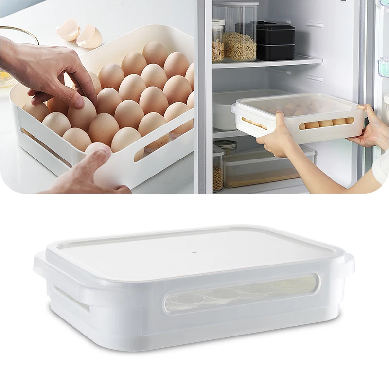 

24-grid Refrigerator Egg Storage Box Egg Anti-fall Bracket Kitchen Drawer-type Vegetable Egg Crisper with Cover Kitchen Storage