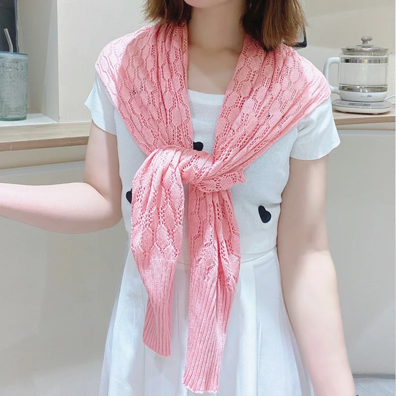 New Floral Knitting Scarf for Women Warmer Winter Scarf Shawls Female Thick Blanket Wraps Foulard Lady Hollow Out Autumn Scarves