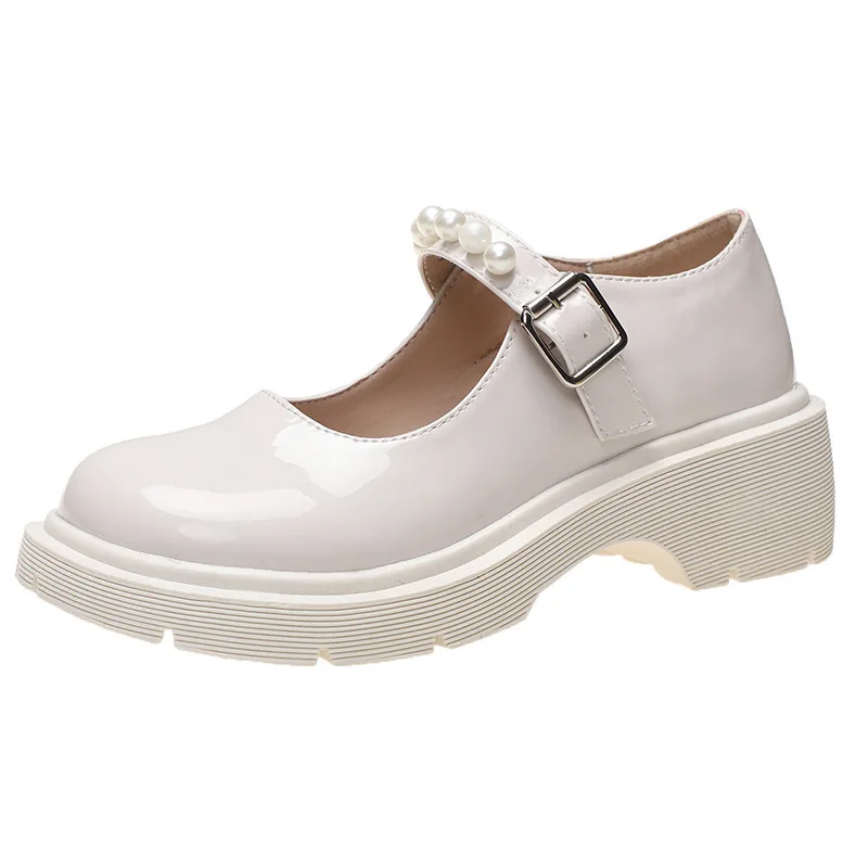 French Retro British Style Small Leather Shoes Women's 2022 Spring New Pearl Design Female Niche Mary Jane Shoes Lolita Shoes