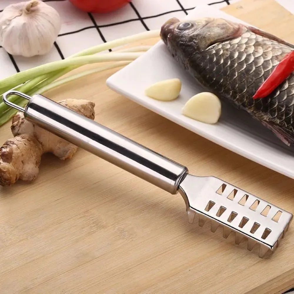 

Stainless Steel Fish Scale Remover Rectangular Head Anti-rust Fish Scales Brush Labor-saving Fish Scale Scraper Restaurant