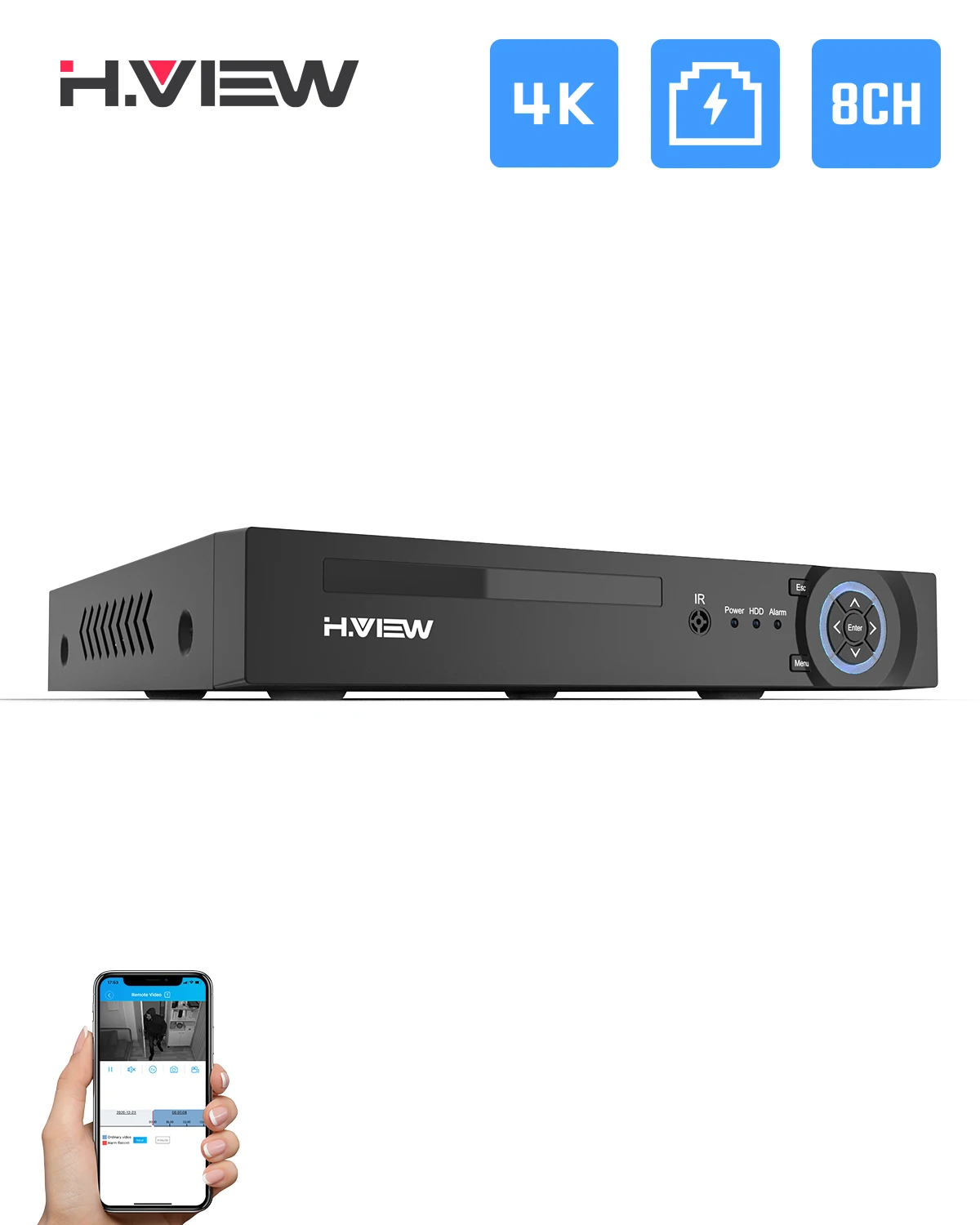 

H.View 4K 8Ch Poe Nvr 8Mp Cctv Security System Face Detection H.265 Network Surveillance Audio Video Recorder xmeye Onvif