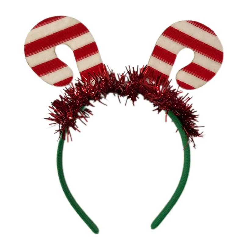 

Christmas Glitter Tinsel Headband Candy Cane Hair Hoop Xmas Hairband Photo Prop