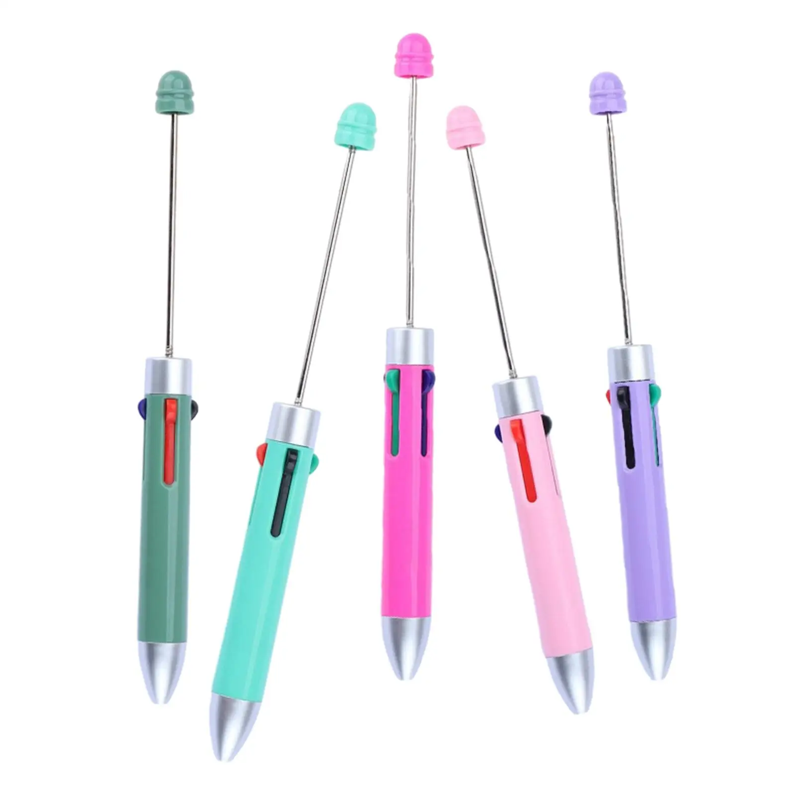 5Pcs Beadable Pens Multipurpose Ball Pen Creative Stationery Bead Ballpoint Pen for Journaling Gifts Classroom School Exam Spare