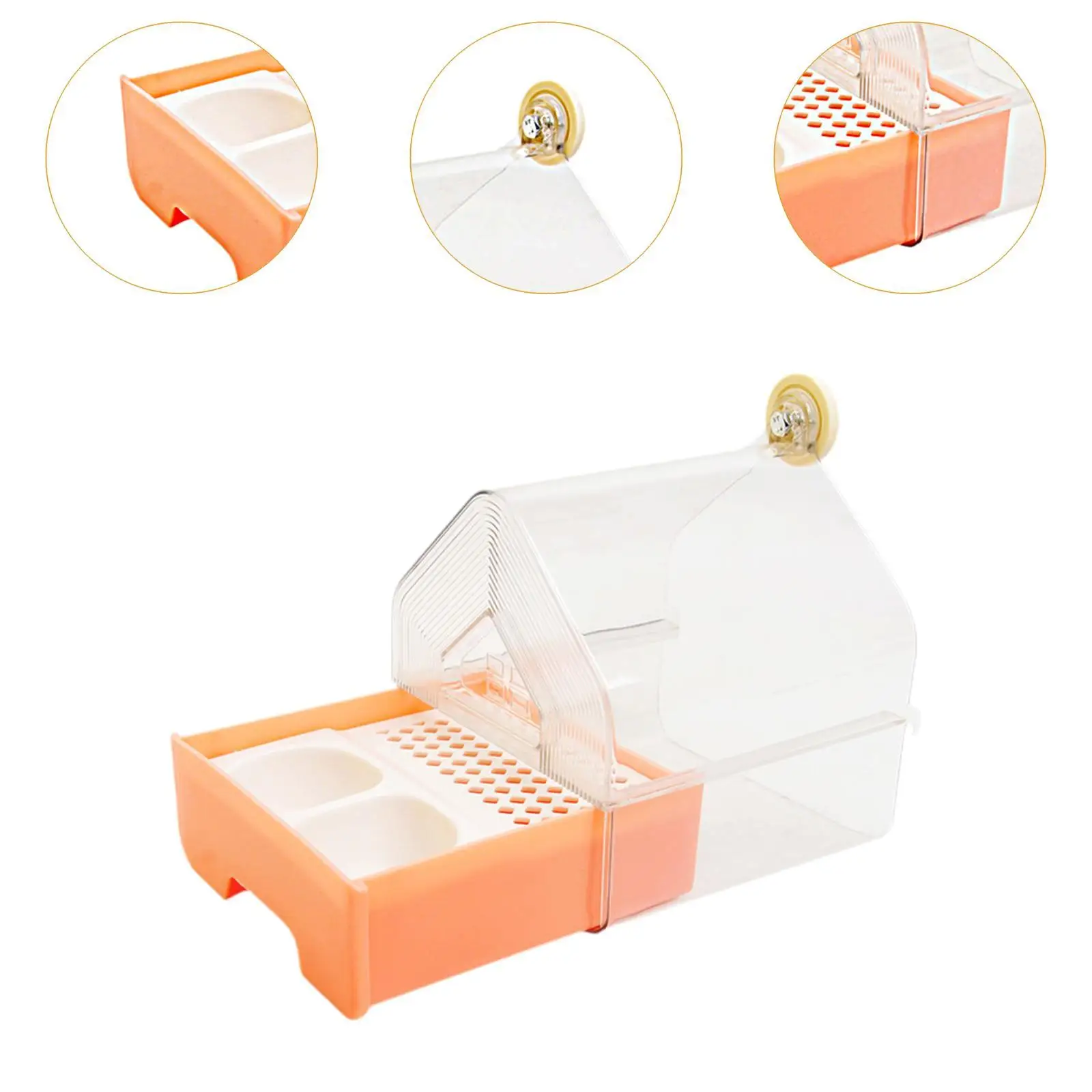 Hanging Bird Bath with Feeder House Food Feeder Holder Clear Bird Bathtub for