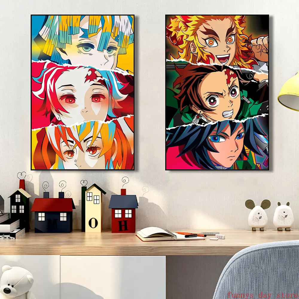 Meu herói academia demônio slayer olho anime personagem poster caçador x  hunter olhos jujutsu kaisen pintura em tela quarto menino decoração da sua  casa - AliExpress