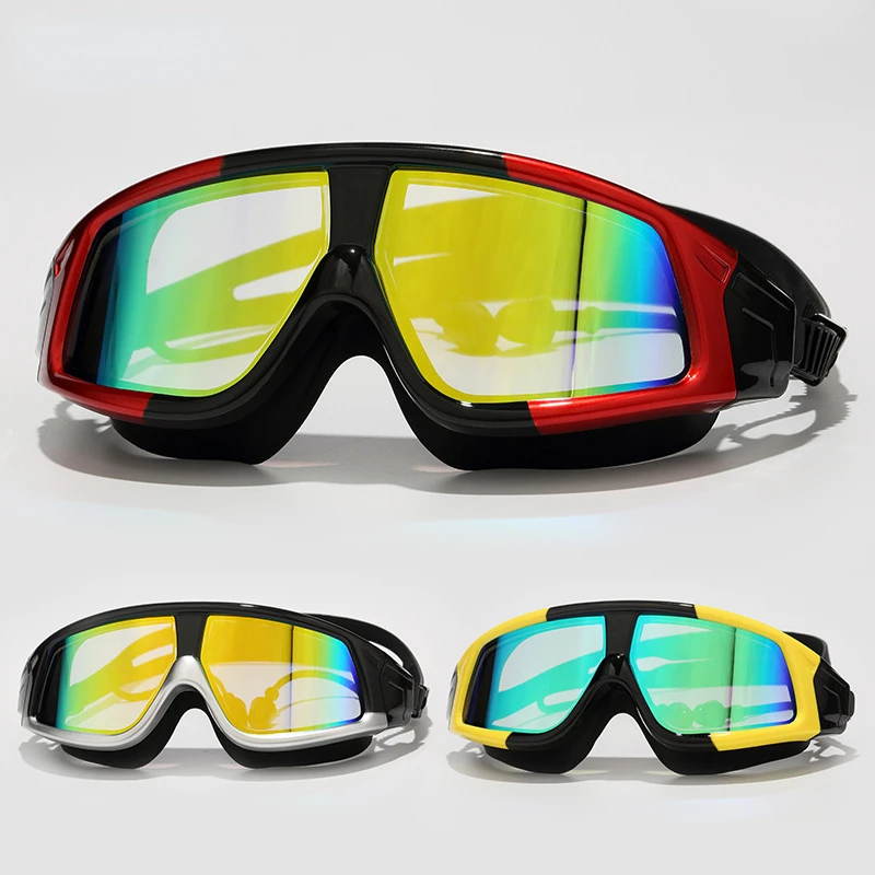 Men Women Electroplating UV Waterproof Anti fog Swimwear Eyewear Swim Diving Water Glasses Adjustable Swimming Goggle Caps Adult