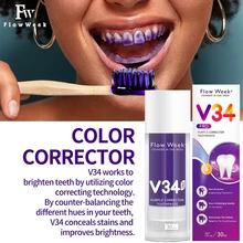  V34 Pro Purple Corrector Toothpaste Teeth Whitening Toothpaste Enamel Care Toothpaste Intensive Stain Removal Reduce Yellowing 