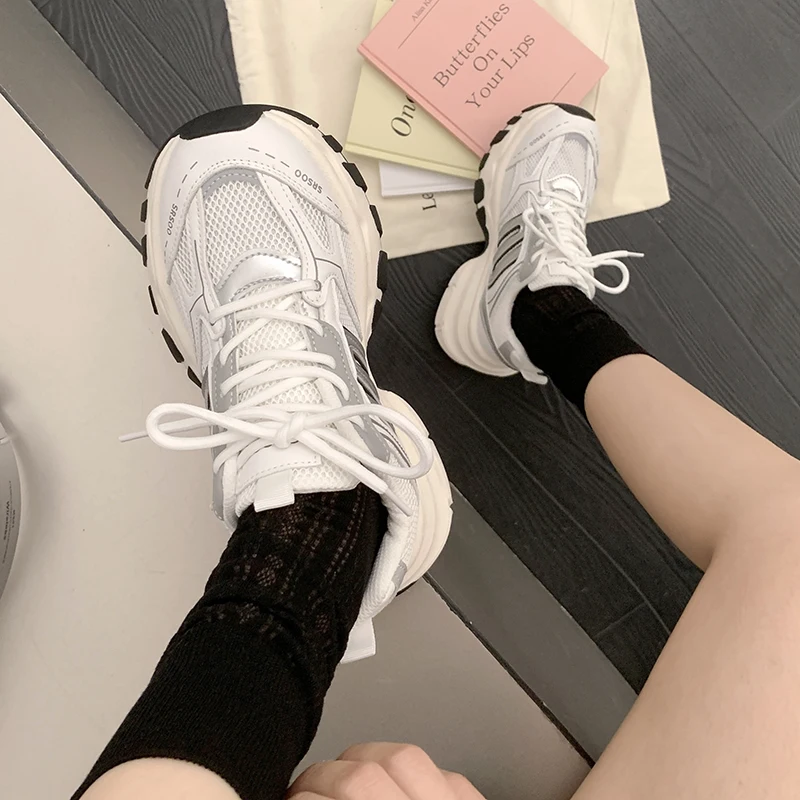 Female Lightweight Breathable Mesh Casual Running Shoes Ladies Versatile Thick Bottom Women's Slip-ons For Sneakers Summer 2024