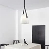 Post-Modern Leather LED Chandelier Art Deco Glass Designer Pendant Light Indoor Hanging Lamp for Bedroom Bedside 4