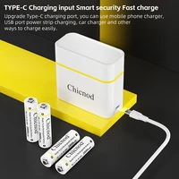 CHICNOD AA Rechargeable Batteries 2800mAh Ni-MH Battery 1.2V Smart Fast Charger 4 Slot USB Charging Kit for Camera Flashlight 4