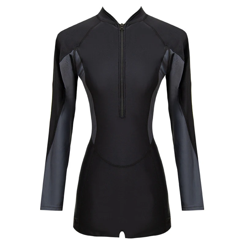 Sports One Piece Swimsuit Long Sleeve Women Swimwear Bathing Suit Rash Guard Surfing wear Swimming Suit Women's Rashguard Black