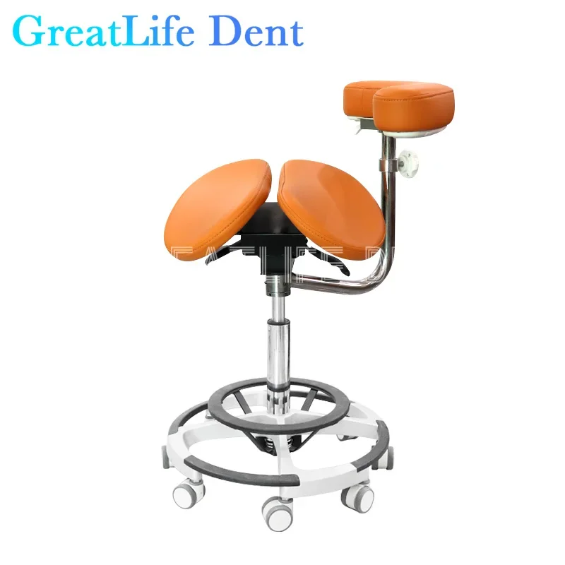 

GreatLife Dental Ergonomic Beauty Salon Barber Tattoo PU Saddle Foot Pedal lifting Swivel Adjustable Mute Wheel Doctor Chair