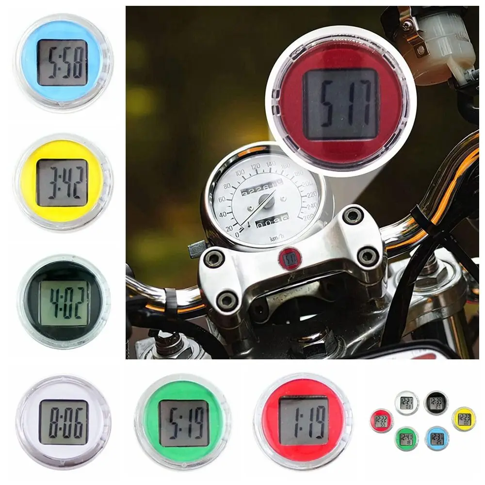 1Pc Mini Waterproof Motorcycle Bike Sticky Digital Display Clock Watch Motorcycle Decoration Auto Car Interior Accessories digital display clock
