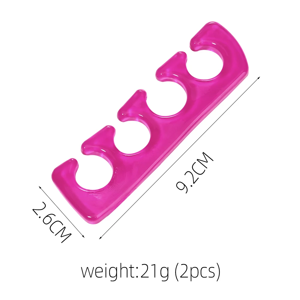 Soft Silicone toe separators 5-Colors 2.6*9.2cm Manicure Pedicure Foot Brace Flexible Finger Toetip Separate Nails Tool 2Pcs