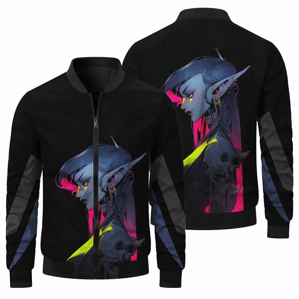 thumbnail image 1 of Chaqueta de invierno para hombre, ropa de abrigo, estampado de personajes de terror en 3D, chaqueta para hombre, cortavientos, chaqueta para deportes al aire libre, chaqueta para montar en motocicleta, 1 of 5