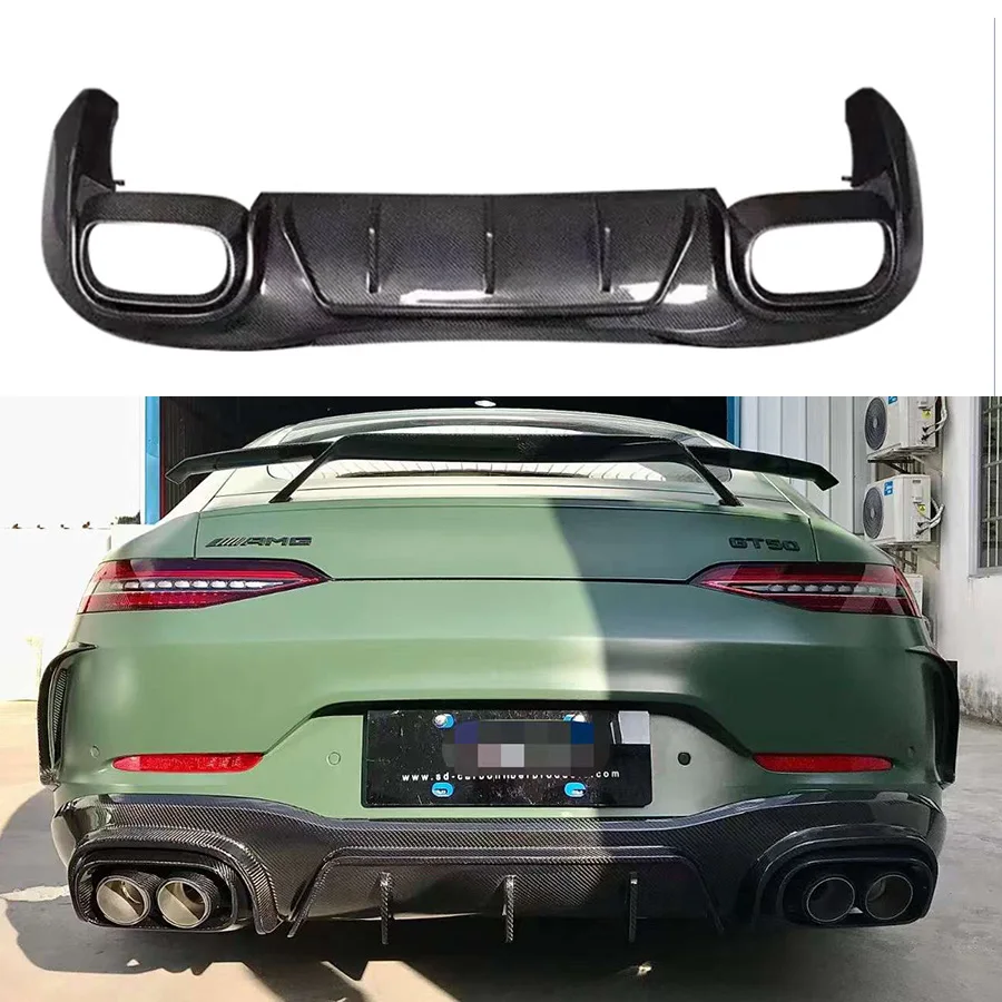 

Для Mercedes Benz AMG GT GT50 GT53 GT63 4-дверный Автомобильный задний бампер из углеродного волокна диффузор задние разветвители спойлер задняя губа Корпус Комплект