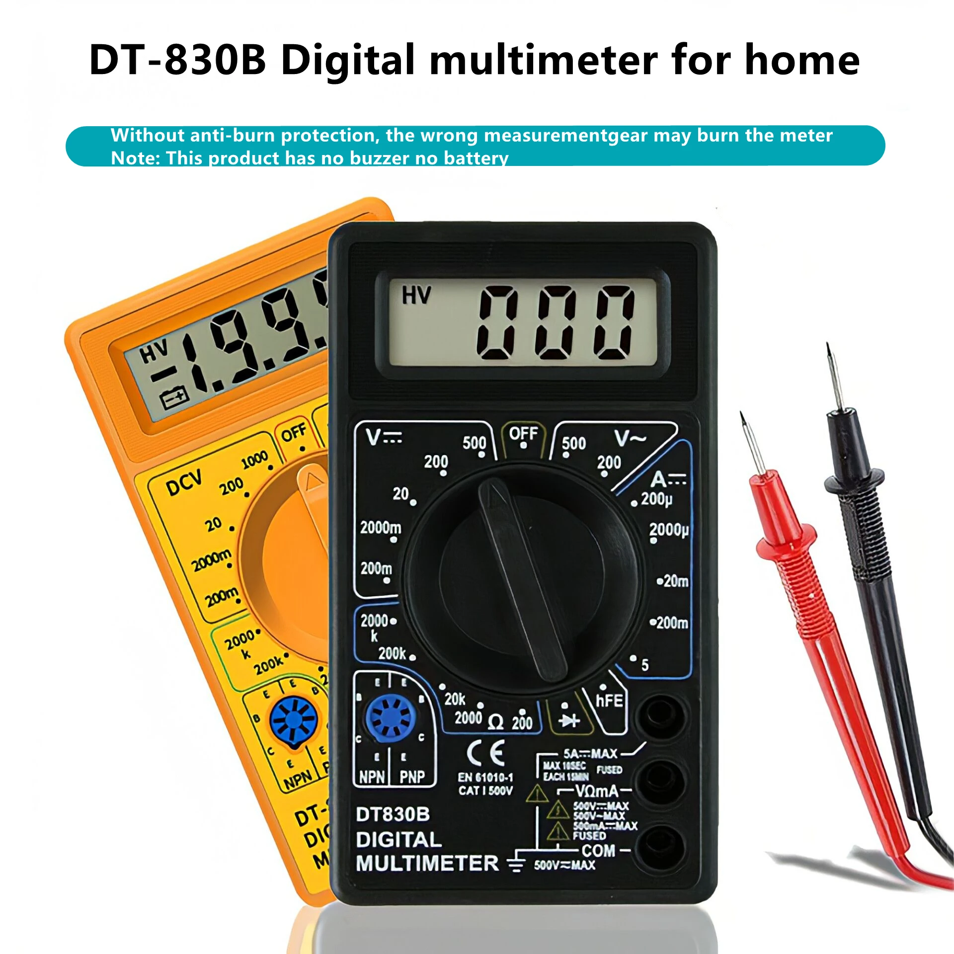 Multimetro Digitale Lcd Dt-830B Voltmetro Elettrico Amperometro Ohm Tester Ac/Dc 750/1000V Amp Volt Mini Misuratore Palmare