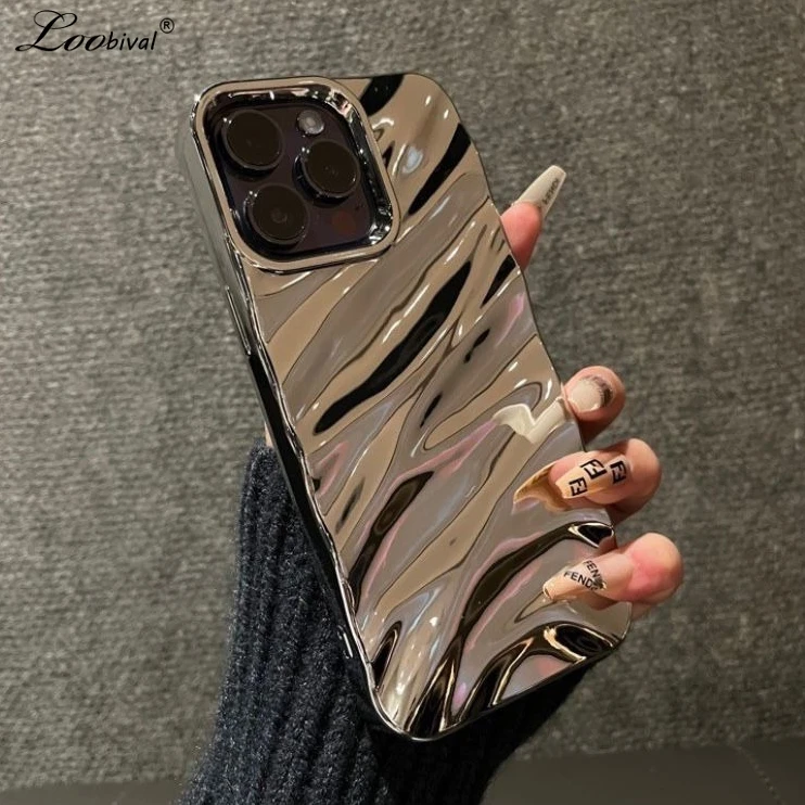 Glossy Solid Color Water Ripple 3D Wave Case