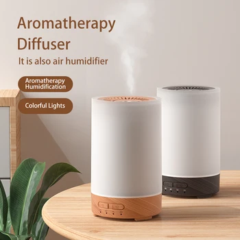 150ML Ultrasonic Wood Grain Essential Humidifier Air Humidifier for Bedroom Office Home 7 Color LED Light Aromatherapy Diffuser 1