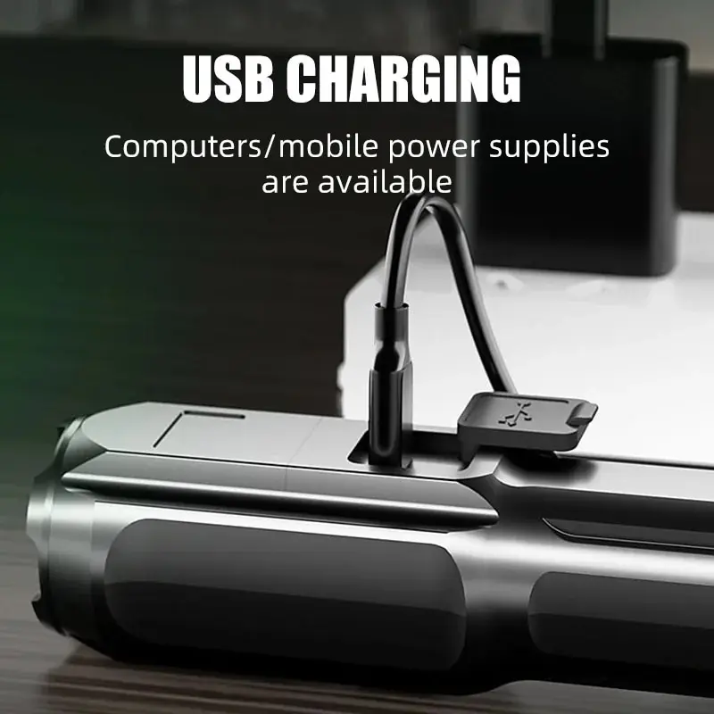 휴대용 강력 라이트 플래시라이트 충전식 USB 18650 방수 줌 낚시 사냥 캠핑 1 루멘 LED 전술 플래시라이트