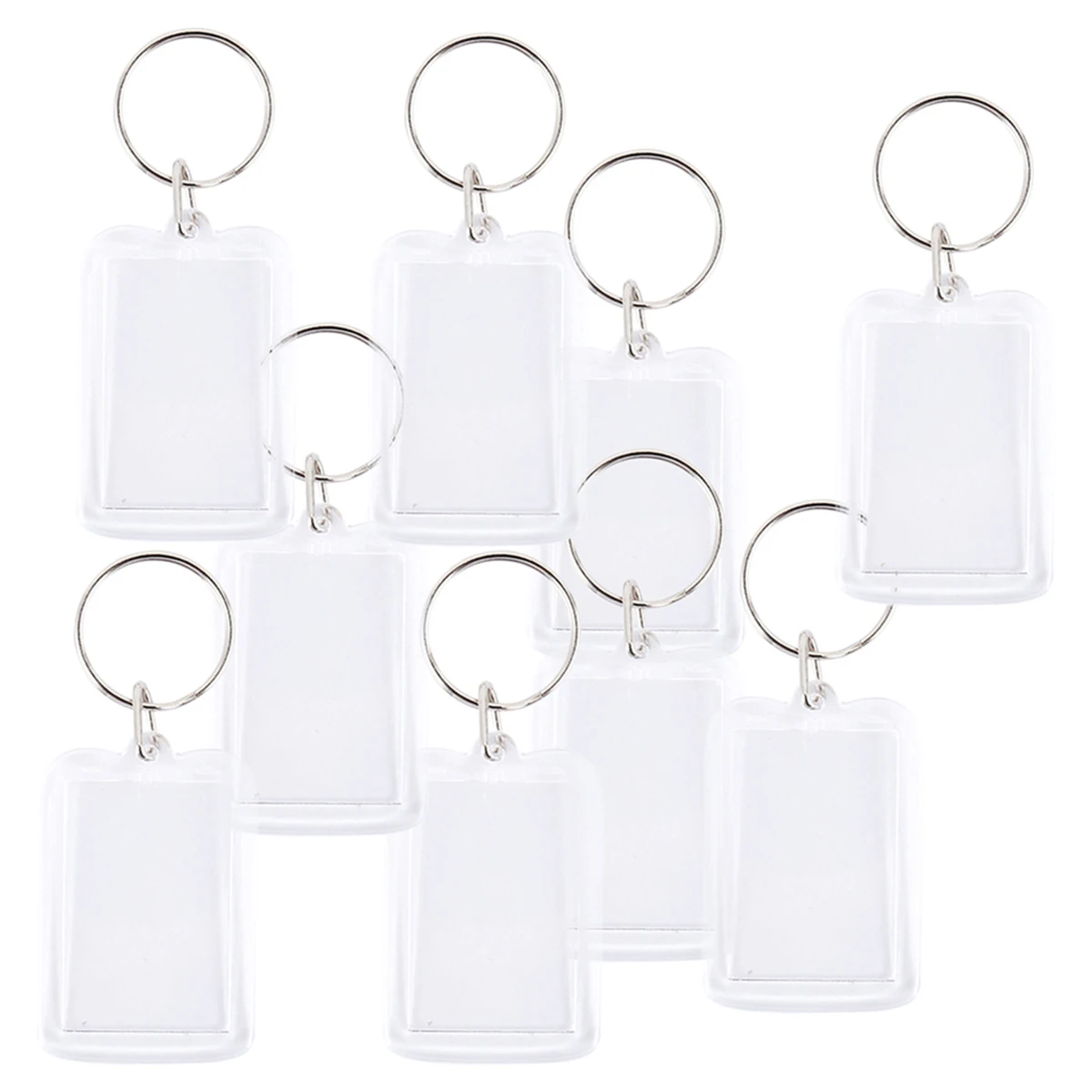 Blank Photo Keyrings 100/200pcs acrylic display holder Acrylic Blank Picture Insert Keychain Double Sided Clear Key Ring Photo Holder with Split Ring