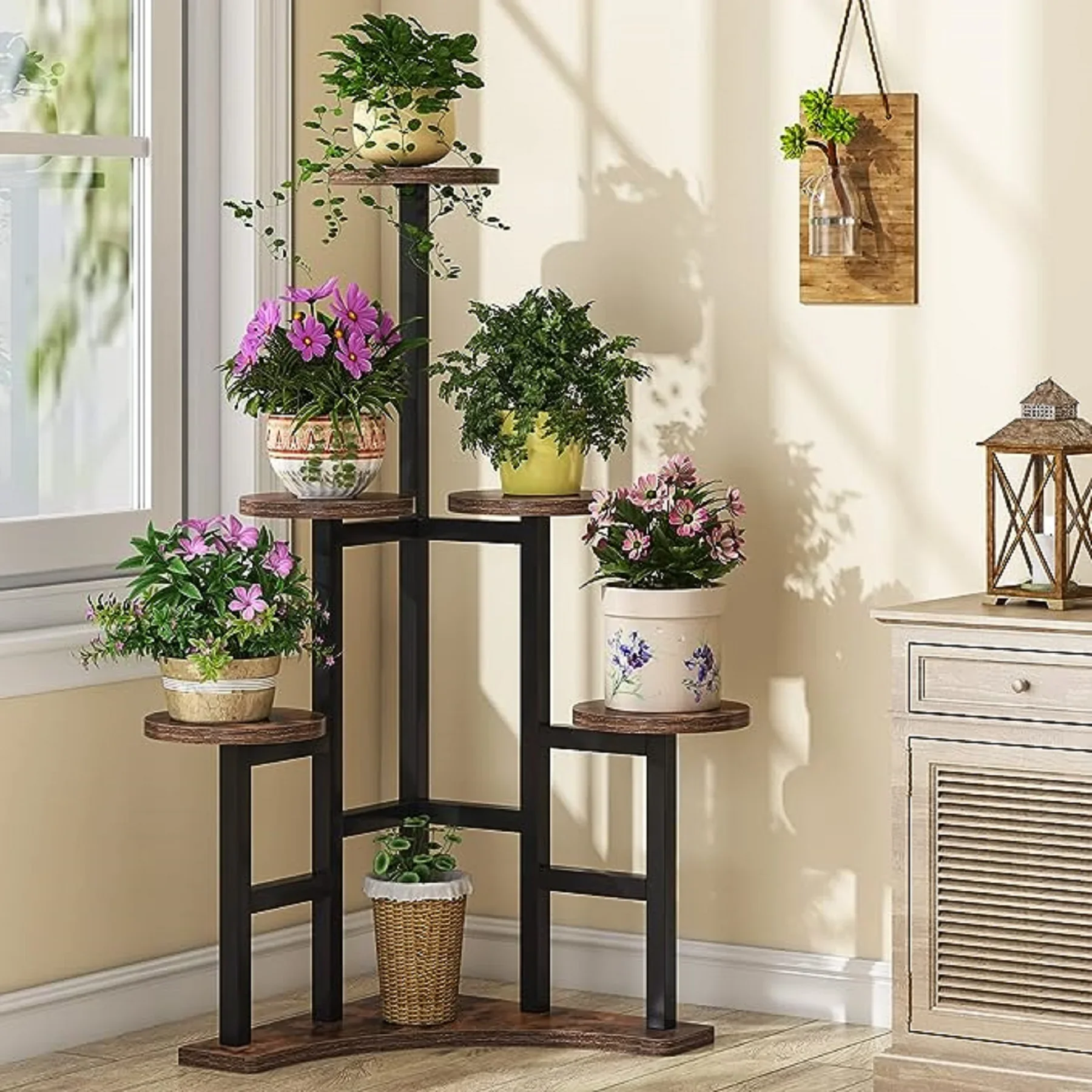 Tribesigns Corner plant stand Indoor 6 Tiered Plant Shelf Flower Stand Tall Multiple Potted Holder