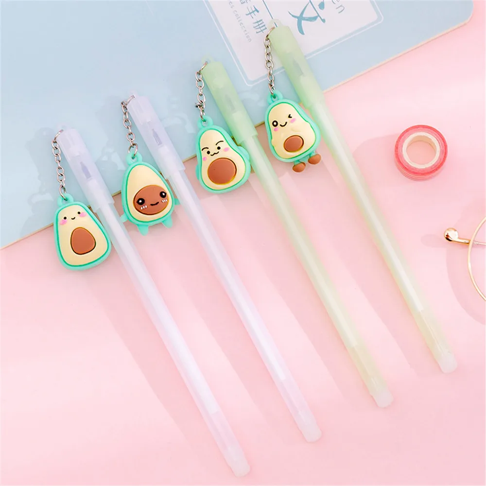 Cute Avocado Gel Pen Cartoon 0.38mm Black Ink Pens Office Writing Tools Needle for School Kawaii Korean Stationery |