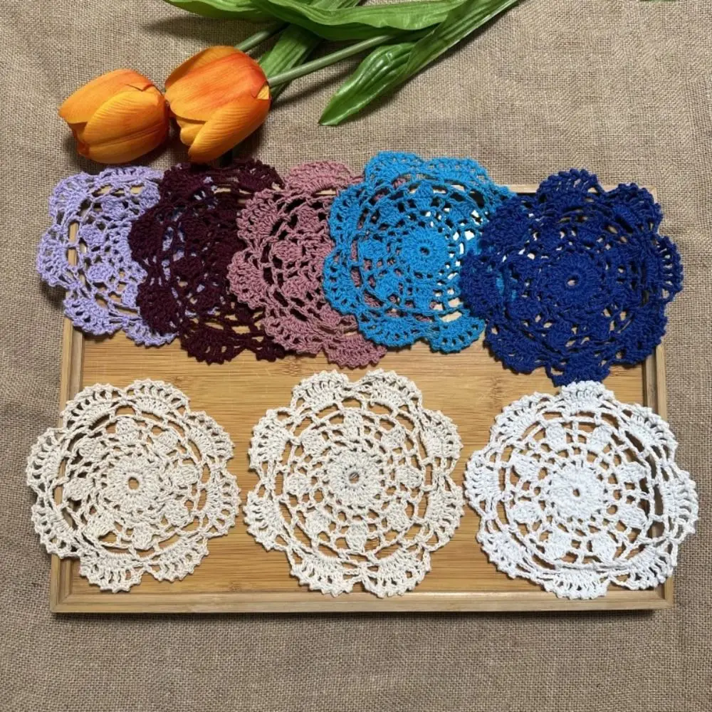 Tovaglietta All'Uncinetto In Cotone Vintage Rotonda In Pizzo All'Uncinetto Tazza Tazza Sottobicchiere Cucina Scavata