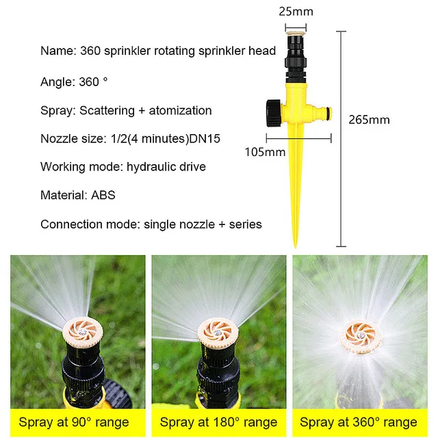 360 Fokos Automatikus Sprinklerek Állítható Spray -Fúvókák A Kerti Pázsit Forgó Öntözőrendszer Mezőgazdasági Öntözőszerszám - Image 4