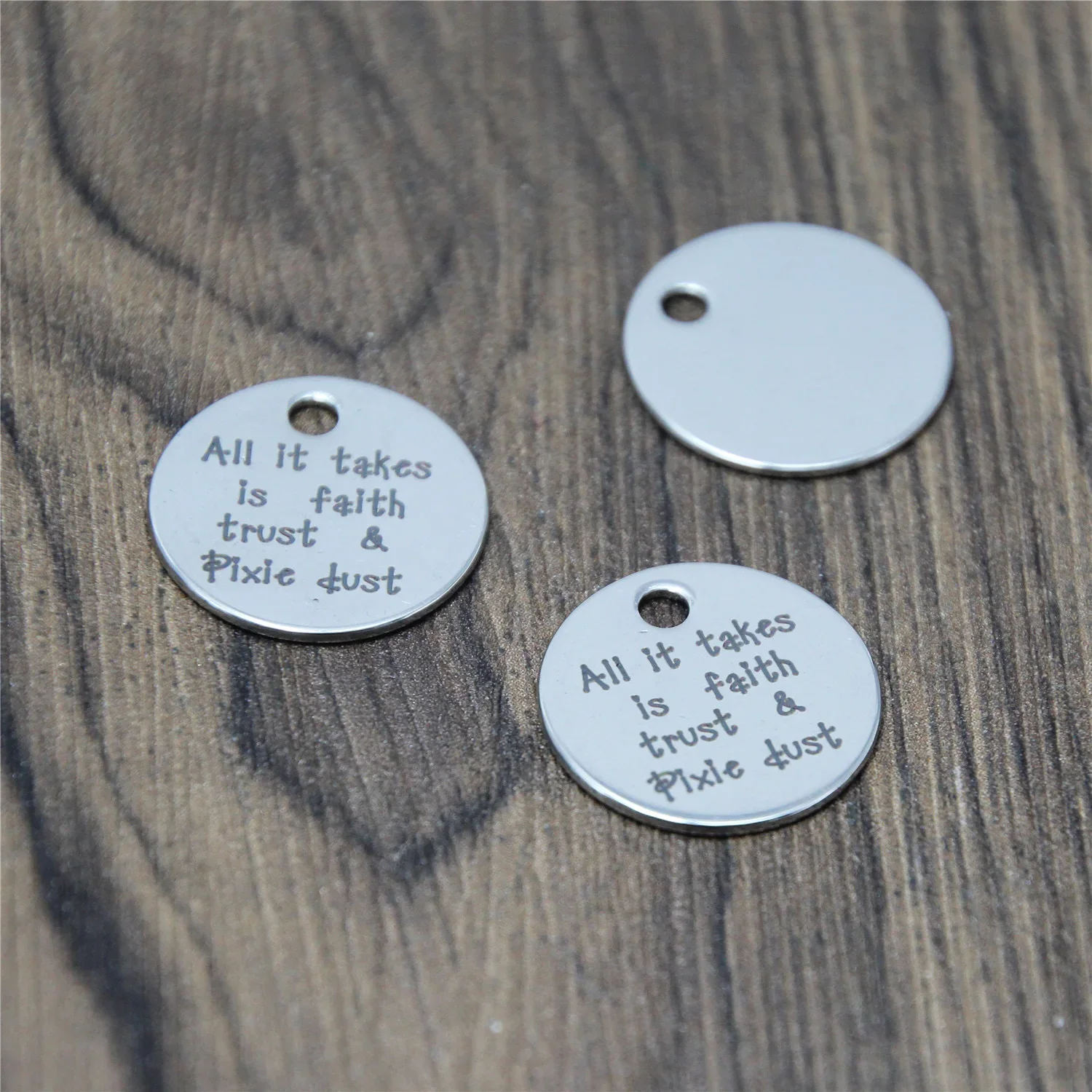 

10pcs/lot All It Takes Is Faith, Trust & Pixie Dust Charm Silver Tone Message Pendant 20mm