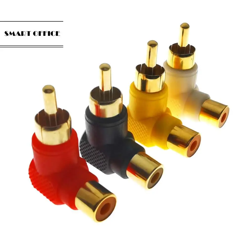 

4PCS RCA Plating Gold 90 Degree Elbow RCA Right Angle Connector Plug Adapters Male To Female Audio