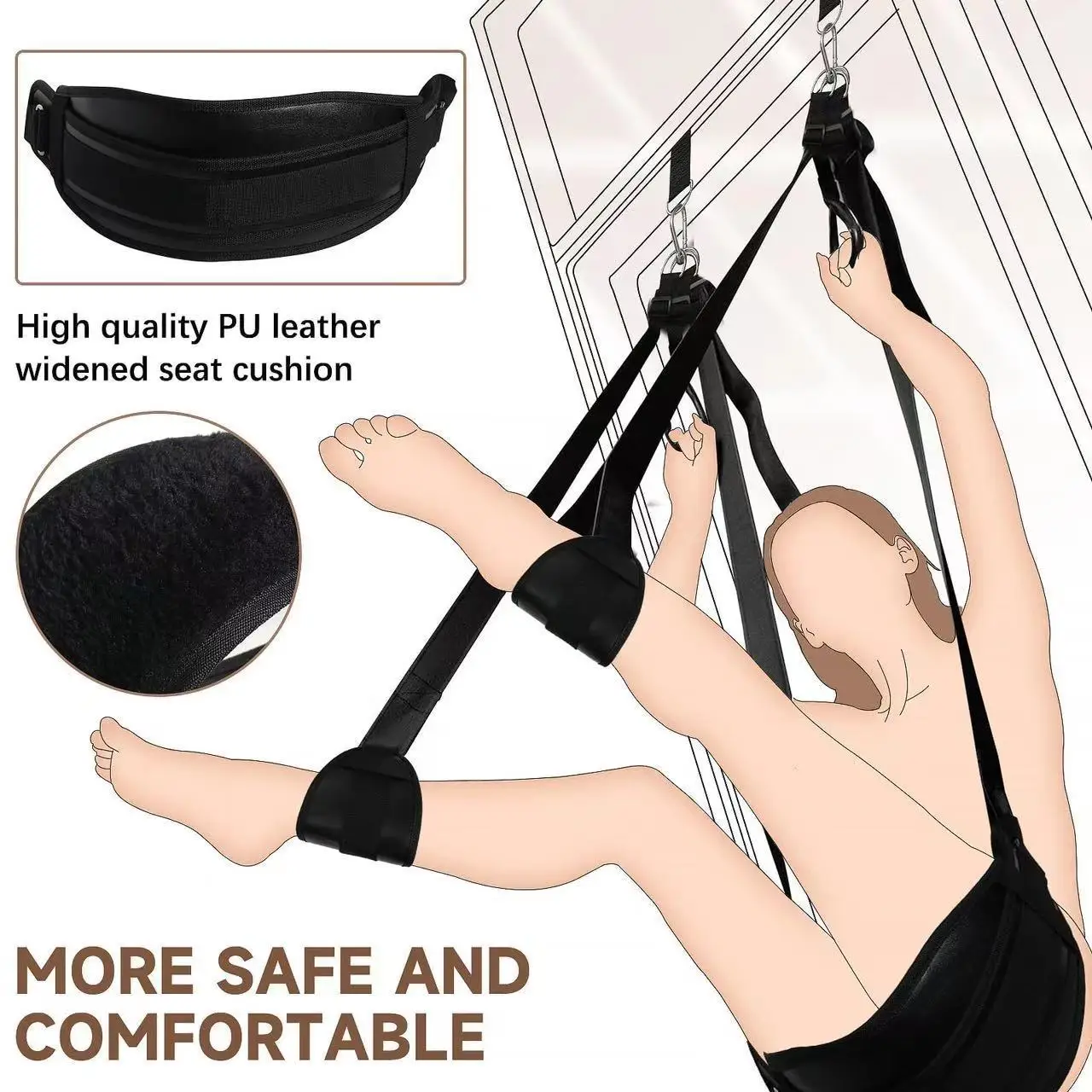 Adjustable Hanging Sex Swing Plush Cushion Fetish Bandage Straps Chairs Door Swing Game Erotic Sex Shop Toys for Couples sex toys sex chair bed