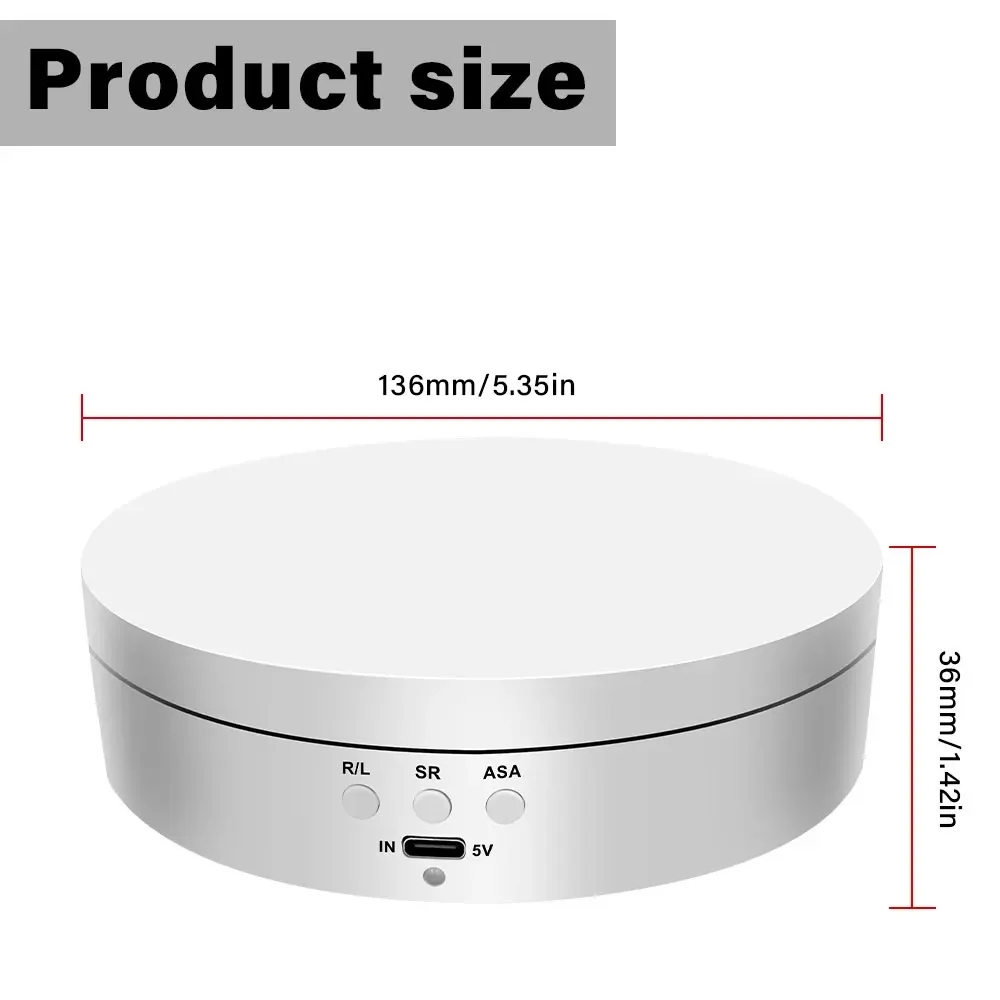 360도 회전 턴테이블, 쥬얼리 홀더, USB 전원 공급, 회전 촬영, 3단 속도, 전동 회전 거울 디스플레이 스탠드