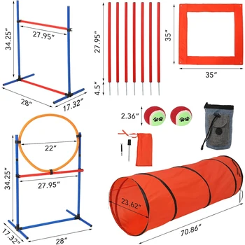 87 Pcs Dog Agile Training Equipment Set Obstacle Course Kit with 70