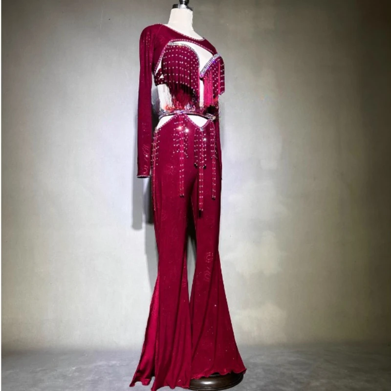 Neuer, von Bauchtanz inspirierter Performance-Anzug, lateinamerikanischer Jazz-Tango-Fusion-Stil, Hose, orientalischer Tanz, Wettbewerb, Performance-Anzug – Detail 2