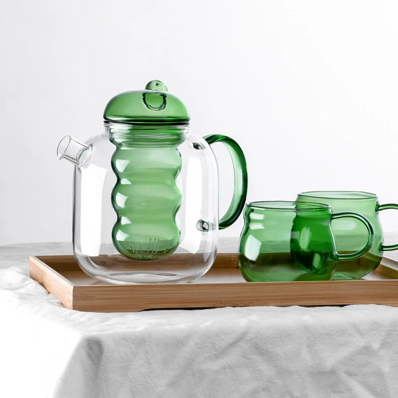 Description Picture 3 of itemJapanese Stained High Borosilicate Glass Tea Pot and Cup Set Can Fire Heating Kettle Big Capacity Filter Teapots Kung Fu Teaware