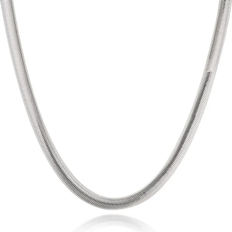  남성용 플랫 스네이크 체인 목걸이, 패션 웨딩 쥬얼리, 16, 18, 20, 22, 24/26 인치, 6mm