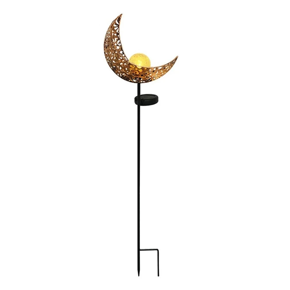 Solar Lawn Light Moon LED Pathway Outdoor Garden Light Waterproof Retro Flame Effect Lamp Garden Street Lamp Landscape Decor