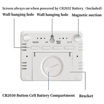 Mini Digital Alarm Clock Temperature Humidity Hourly Beep Magnetic Sucked Table Clock 12/24H Battery Powered LCD Wall Clock 2