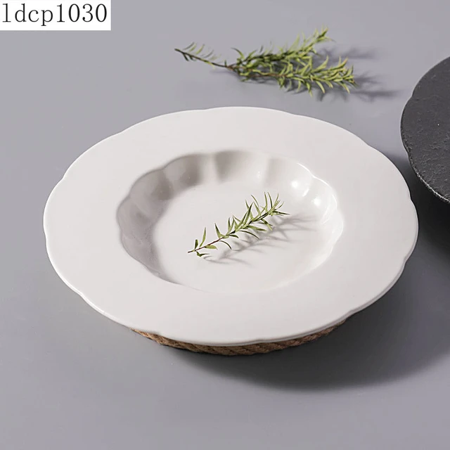 Plato de cerámica con forma de flor blanca, vajilla creativa para  Decoración de cocina, fruta, postre, restaurante, hogar - AliExpress