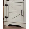 Farmhouse Nightstand,End Table with Barn Door,Nightstand WithOpen Shelf & Adjustable Shelf,Side Table,Bedside Cabinet 5