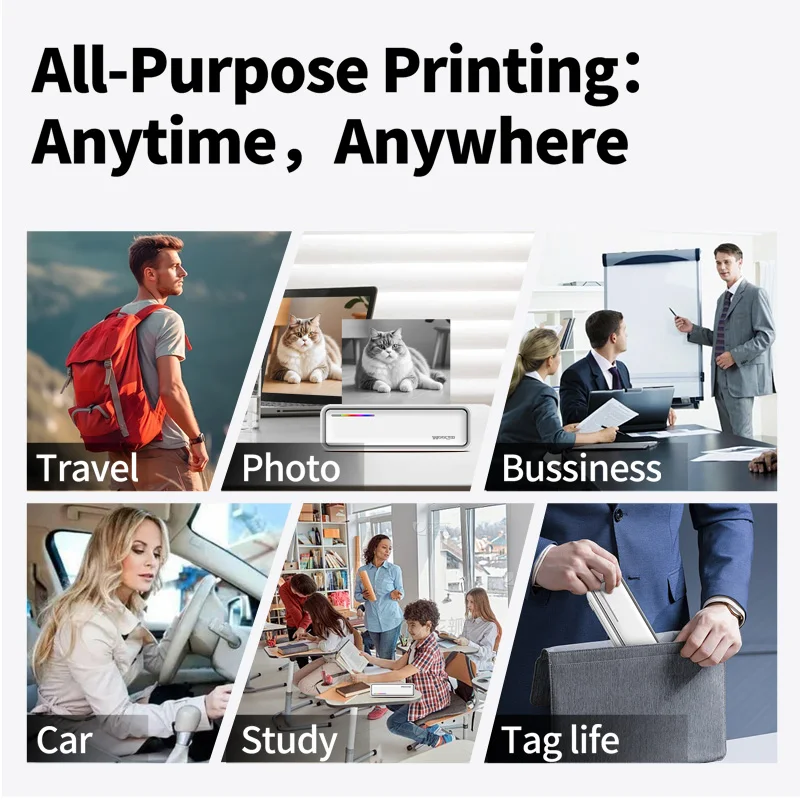 Portable A4 Thermal Printer Bluetooth Photos PDF Document Printing Machine Folded Rolls Paper For Office Work Home School Travel - 6