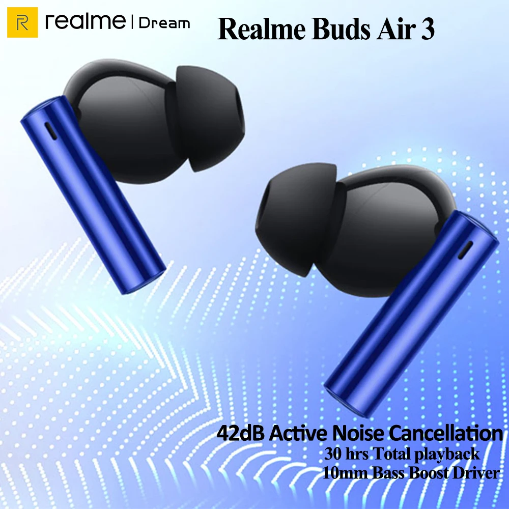 realme buds Air 3 TWS Earphone Bluetooth 5.2 42dB Active Noise Cancellation  AI Wireless Headphone 30