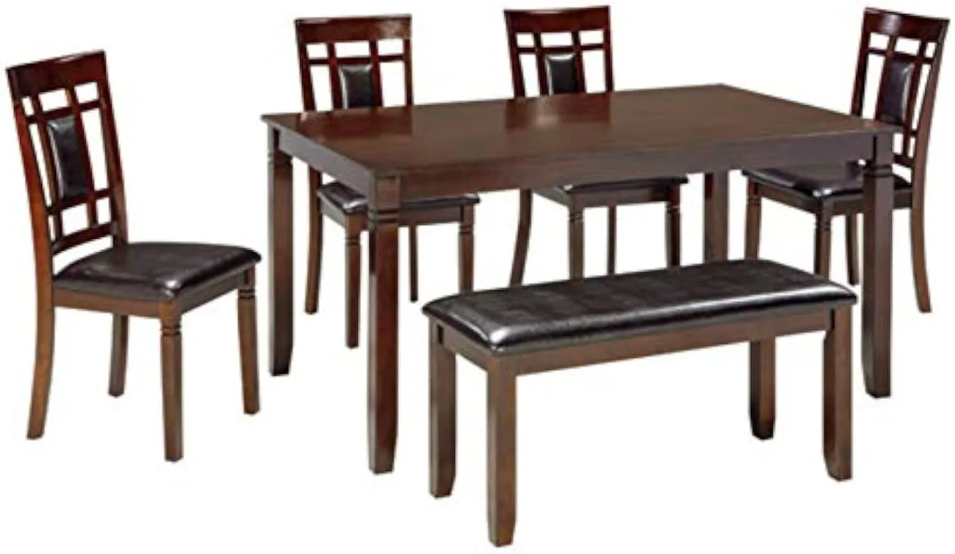 

Фирменный дизайн от Ashley Bennox, набор столовой, включает стол, 4 стулья и скамейку 18 дюймов, коричневый