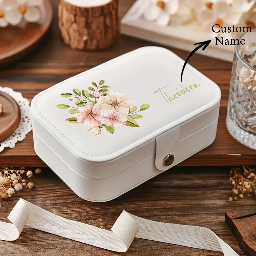 Elegant Personalized Purple Flower Jewelry Box with Custom Name – Perfect Gift